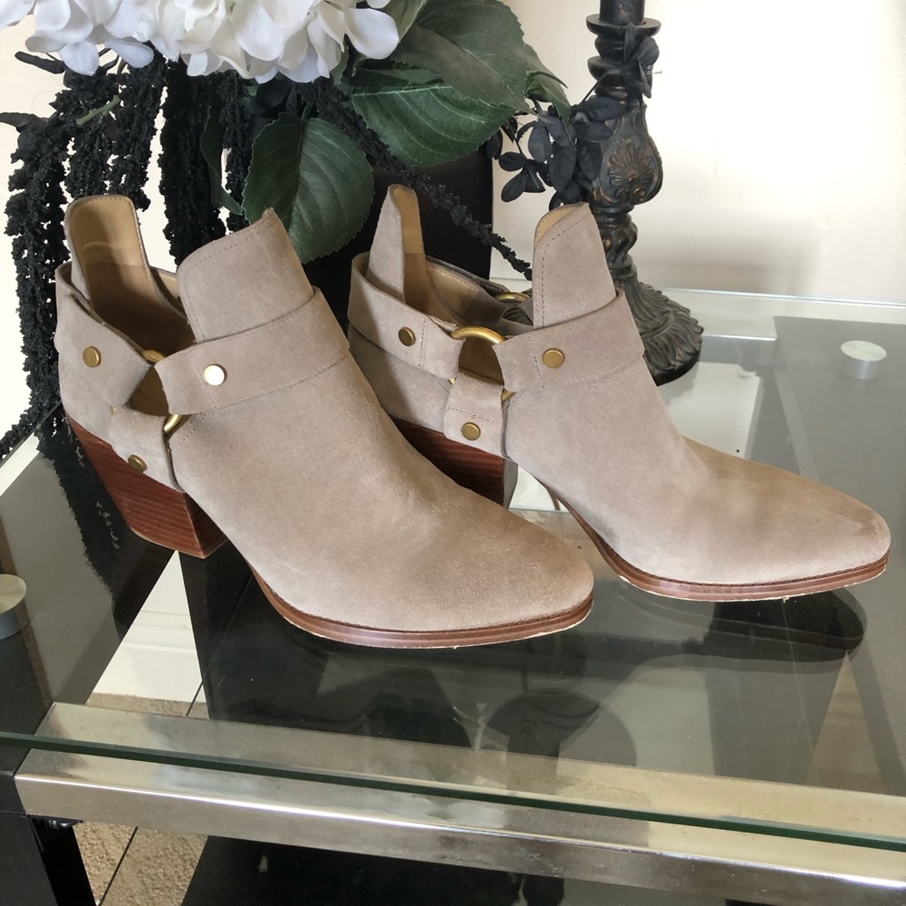 Michael Kors Tan Pamela Ankle Booties with Chunky Heel